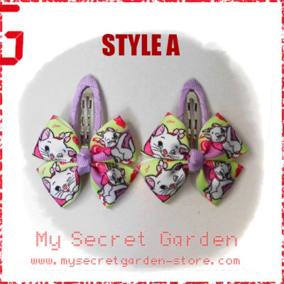 Marie Cat ( The Aristocats ) Grosgrain Ribbon Girls Hair Bows Clip BB Hair Pin